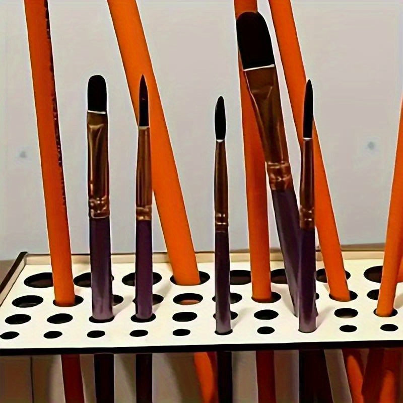 Wooden Paint Brush Holder 67 Holes - Desktop Pen Organizer for Artists, Art Supply Storage Box, Lightweight & Durable Brush Stand for Painting, Drawing & Crafts