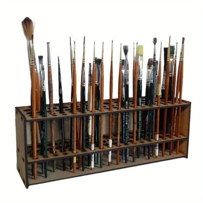 Wooden Paint Brush Holder 67 Holes - Desktop Pen Organizer for Artists, Art Supply Storage Box, Lightweight & Durable Brush Stand for Painting, Drawing & Crafts