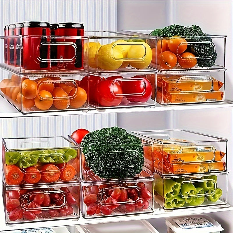 Refrigerator Organizer Bins 6-Pack Clear Stackable Food Storage Bins for Fridge, Freezer, Kitchen Cabinet & Pantry Organization, 10" Transparent Upgraded Thick Plastic Bins for Bathroom & Bedroom