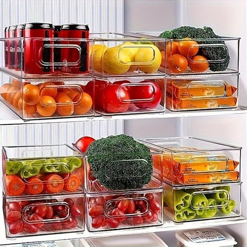 Refrigerator Organizer Bins 6-Pack Clear Stackable Food Storage Bins for Fridge, Freezer, Kitchen Cabinet & Pantry Organization, 10" Transparent Upgraded Thick Plastic Bins for Bathroom & Bedroom