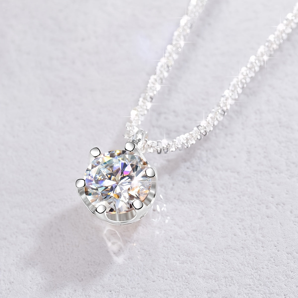 1CT Moissanite Radiance Pendant Necklace in 925 Sterling Silver – Brilliant Diamond Alternative, Elegant Luxury Jewelry for Women, Perfect Wedding, Promise, Eternity & Mother's Day Gift