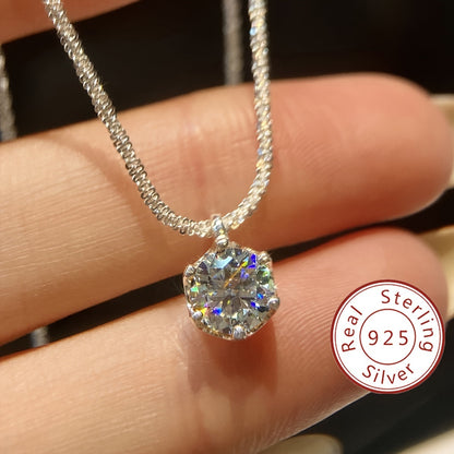 1CT Moissanite Radiance Pendant Necklace in 925 Sterling Silver – Brilliant Diamond Alternative, Elegant Luxury Jewelry for Women, Perfect Wedding, Promise, Eternity & Mother's Day Gift