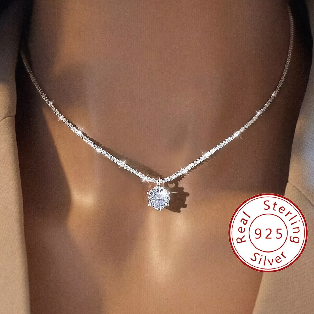 1CT Moissanite Radiance Pendant Necklace in 925 Sterling Silver – Brilliant Diamond Alternative, Elegant Luxury Jewelry for Women, Perfect Wedding, Promise, Eternity & Mother's Day Gift