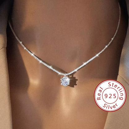 1CT Moissanite Radiance Pendant Necklace in 925 Sterling Silver – Brilliant Diamond Alternative, Elegant Luxury Jewelry for Women, Perfect Wedding, Promise, Eternity & Mother's Day Gift
