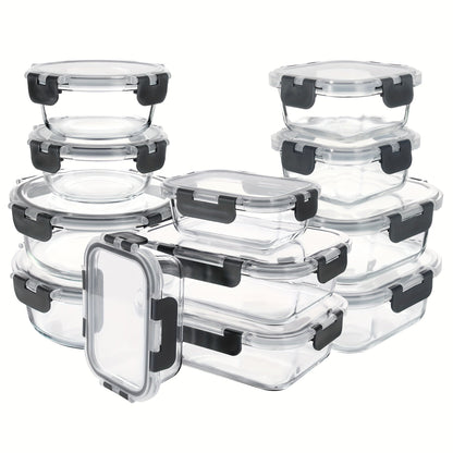 Borosilicate Glass Food Storage Containers 24-Pack (12 Bowls + 12 Airtight Lids) – Meal Prep Glass Bowls, Microwave & Dishwasher & Freezer Safe, BPA Free, Multi-Color Lids for Kitchen & Lunch