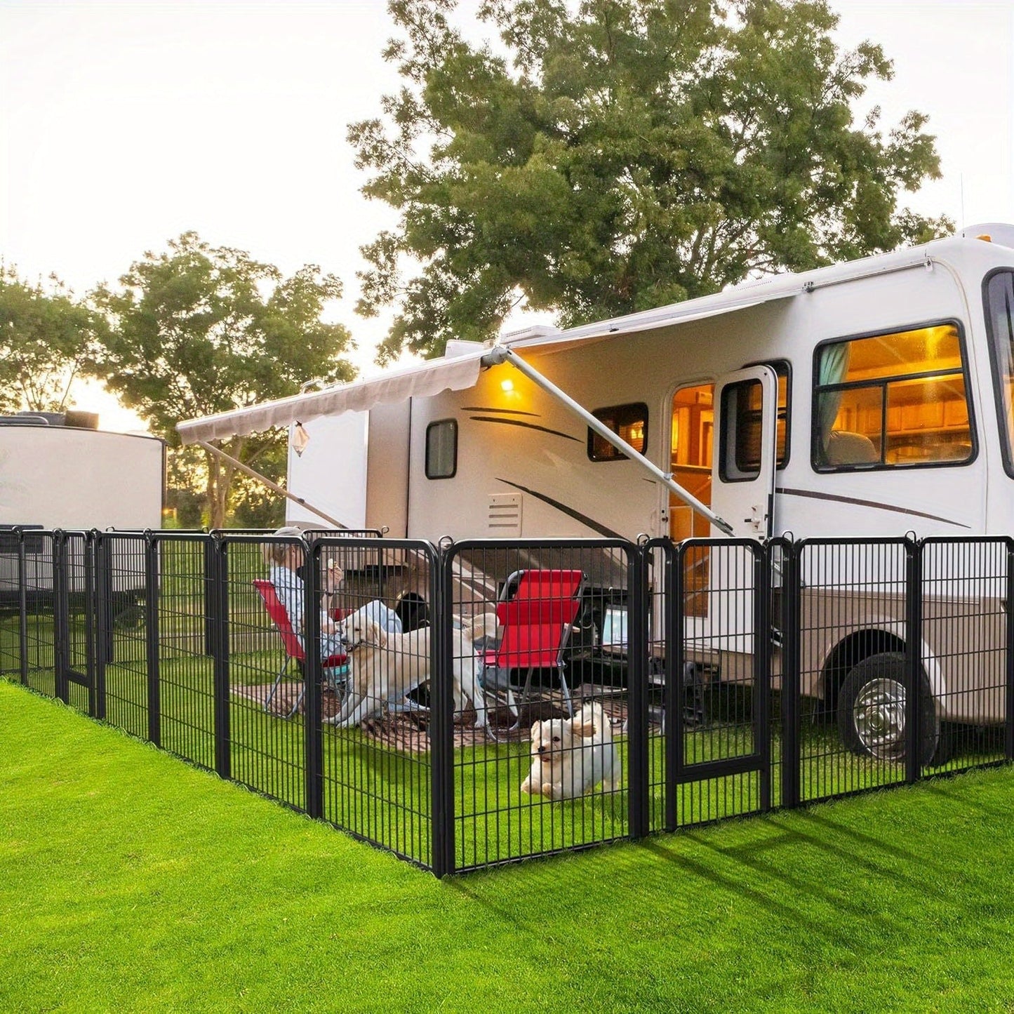 Portable Dog Playpen 8/16 Panels Heavy Duty Pet Exercise Pen for Large Medium Small Dogs Indoor Outdoor Use RV Camping Garden Yard Puppy Rabbit Animal Pen