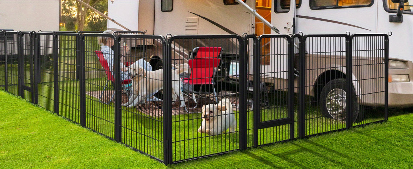 Portable Dog Playpen 8/16 Panels Heavy Duty Pet Exercise Pen for Large Medium Small Dogs Indoor Outdoor Use RV Camping Garden Yard Puppy Rabbit Animal Pen