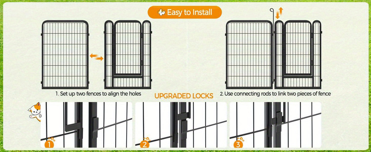 Portable Dog Playpen 8/16 Panels Heavy Duty Pet Exercise Pen for Large Medium Small Dogs Indoor Outdoor Use RV Camping Garden Yard Puppy Rabbit Animal Pen