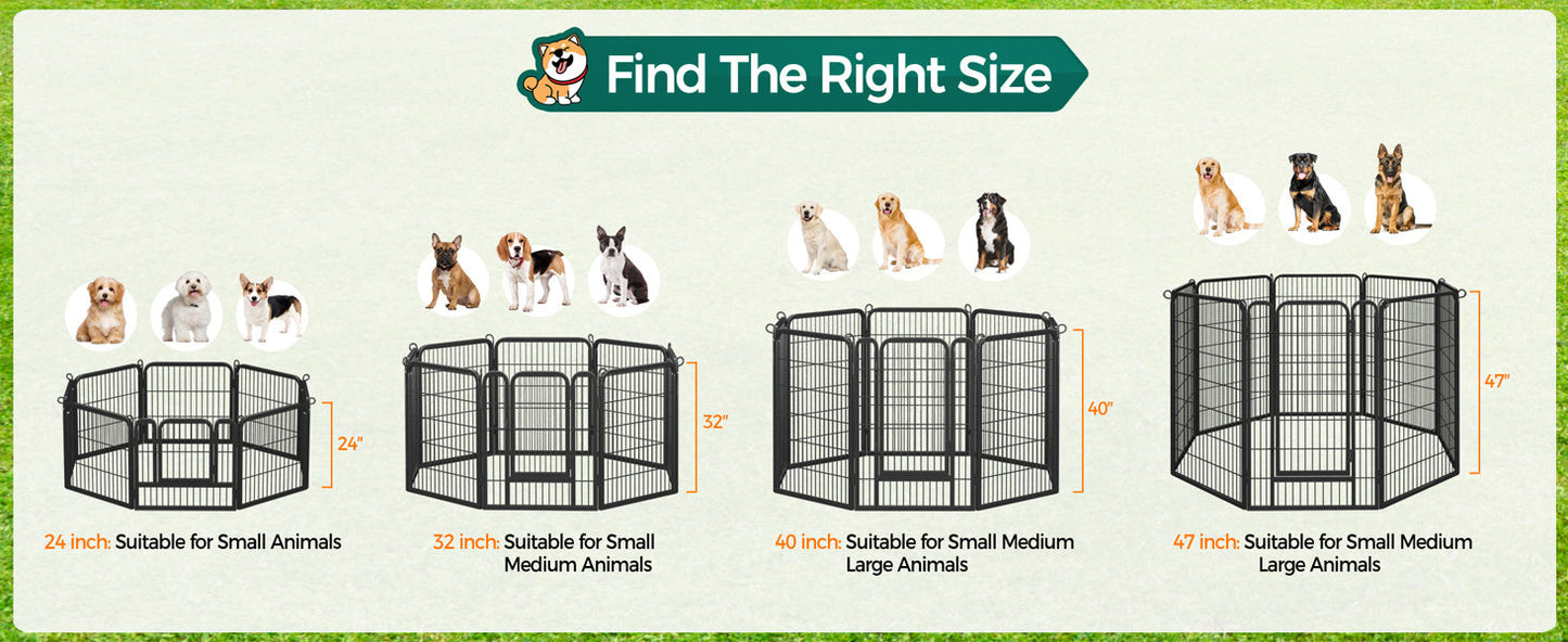 Portable Dog Playpen 8/16 Panels Heavy Duty Pet Exercise Pen for Large Medium Small Dogs Indoor Outdoor Use RV Camping Garden Yard Puppy Rabbit Animal Pen