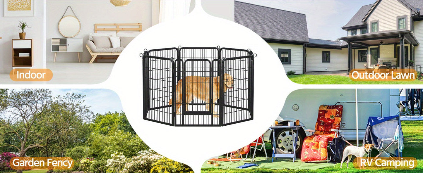 Portable Dog Playpen 8/16 Panels Heavy Duty Pet Exercise Pen for Large Medium Small Dogs Indoor Outdoor Use RV Camping Garden Yard Puppy Rabbit Animal Pen