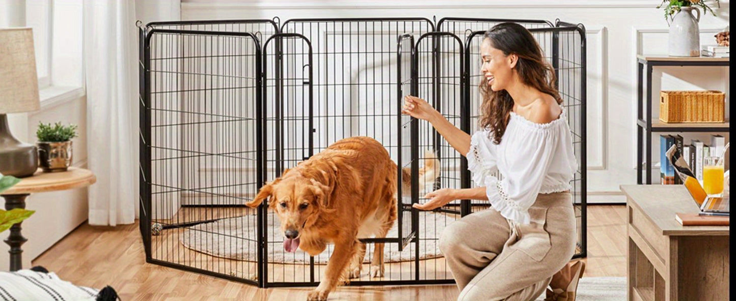 Portable Dog Playpen 8/16 Panels Heavy Duty Pet Exercise Pen for Large Medium Small Dogs Indoor Outdoor Use RV Camping Garden Yard Puppy Rabbit Animal Pen