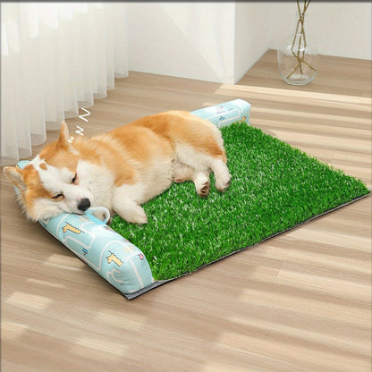 2-Pack Washable Dog Potty Training Mat Reusable Artificial Grass Pad with Odor Control for Puppies and Adult Dogs Indoor Outdoor Housebreaking and Travel Pet Waste Solution