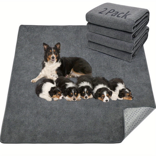 Washable Dog Pee Pads Pack of 2 – Reusable 4-Layer Fast Absorbent Non-Slip Puppy Training Pads, Whelping Pads for Housebreaking, Crate, Playpen & Travel, Multiple Sizes, All Dog Breeds
