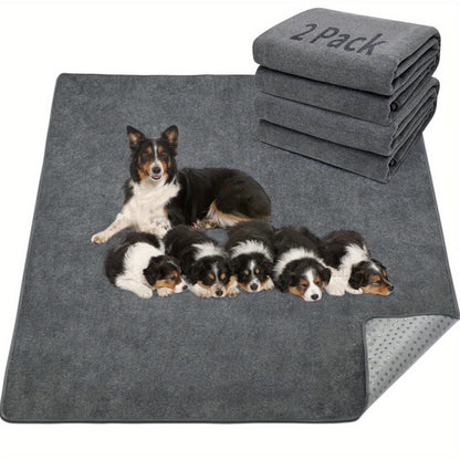 Washable Dog Pee Pads Pack of 2 – Reusable 4-Layer Fast Absorbent Non-Slip Puppy Training Pads, Whelping Pads for Housebreaking, Crate, Playpen & Travel, Multiple Sizes, All Dog Breeds