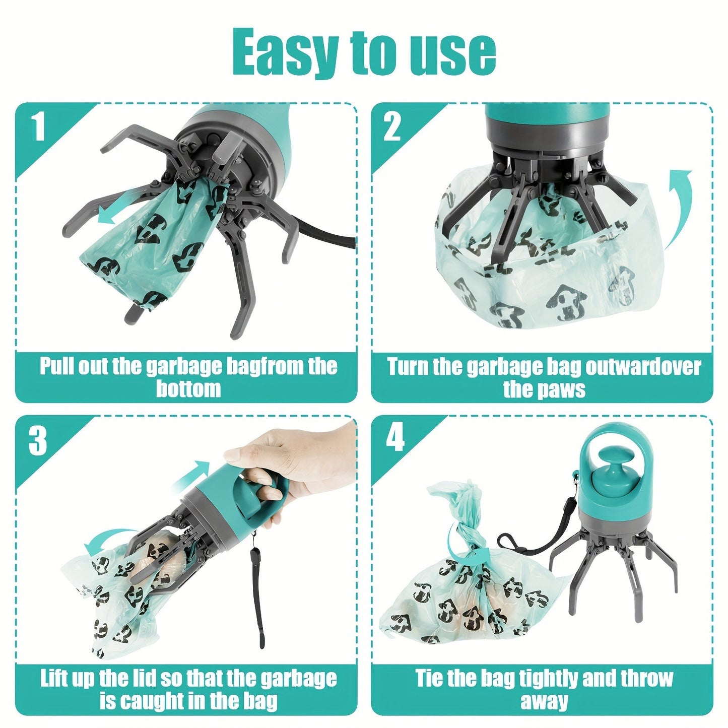 Dog Poop Scooper with Drawstring Bag – Portable EVA Pet Waste Picker, Scoop & Dispense, Lightweight Sanitary Outdoor Pooper Scooper for Dogs, No Battery, Easy Carry