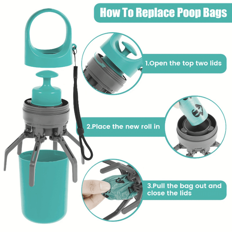 Dog Poop Scooper with Drawstring Bag – Portable EVA Pet Waste Picker, Scoop & Dispense, Lightweight Sanitary Outdoor Pooper Scooper for Dogs, No Battery, Easy Carry