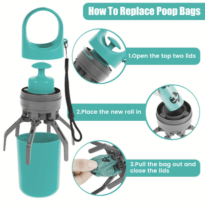 Dog Poop Scooper with Drawstring Bag – Portable EVA Pet Waste Picker, Scoop & Dispense, Lightweight Sanitary Outdoor Pooper Scooper for Dogs, No Battery, Easy Carry