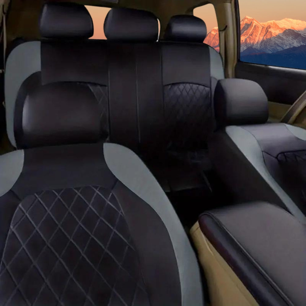 PU Leather Car Seat Covers Universal Fit Waterproof Quilted All-Season with Sponge Padding for Cars SUVs Trucks Gray Black Red Blue Single or 12-Piece Set