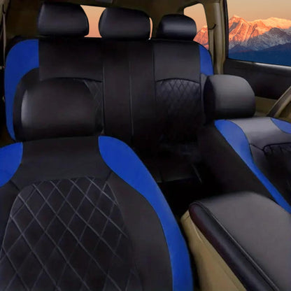 PU Leather Car Seat Covers Universal Fit Waterproof Quilted All-Season with Sponge Padding for Cars SUVs Trucks Gray Black Red Blue Single or 12-Piece Set
