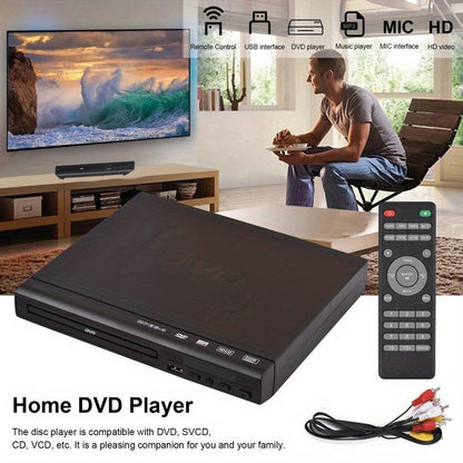 DVD Player All Region Free – USB Port, AV Output, Remote Control, Plays DVD VCD CD-R MP3, Compatible with TV & Home Theater, US Plug, Great Gift