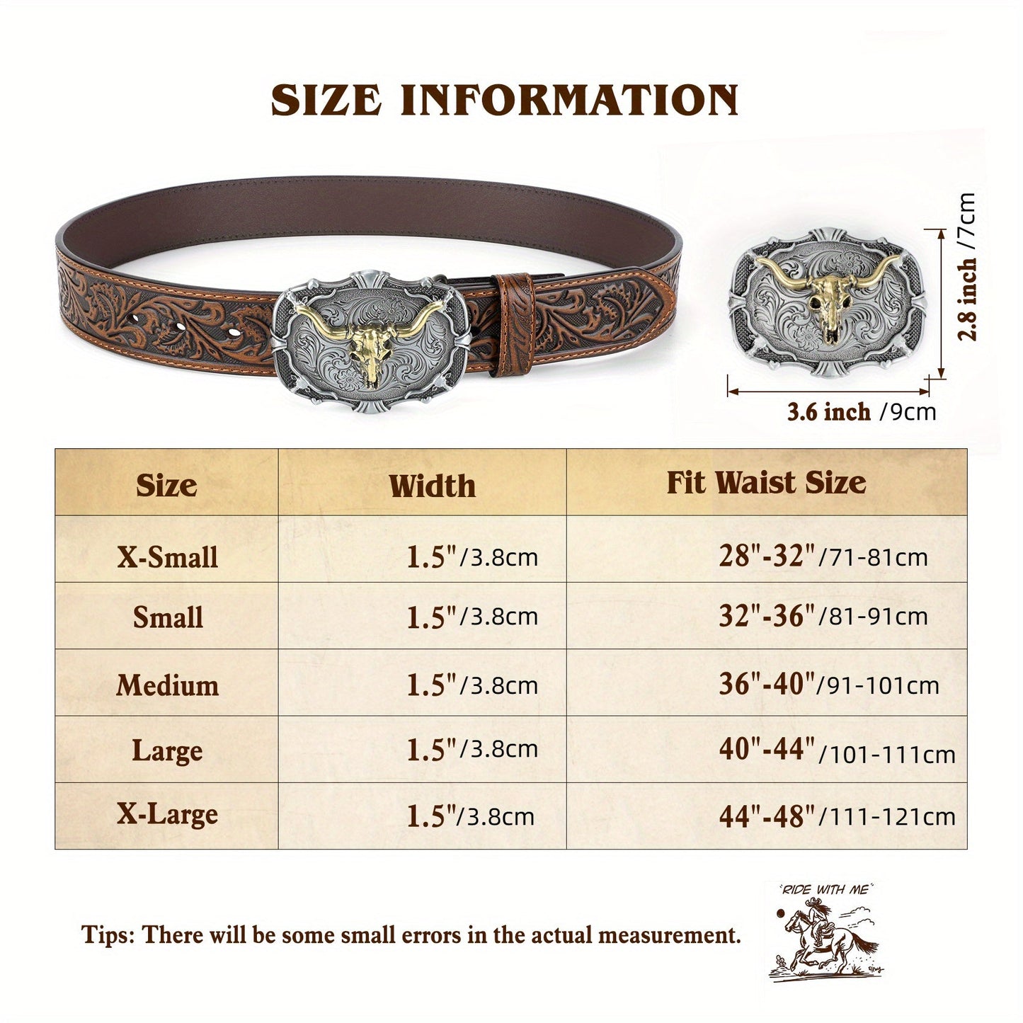 Vintage Engraved Western Belt with Bullhead Buckle - Adjustable Distressed Leather Cowboy Waistband for Men and Women, Country Music Festival Rodeo Accessories, Black Brown Coffee