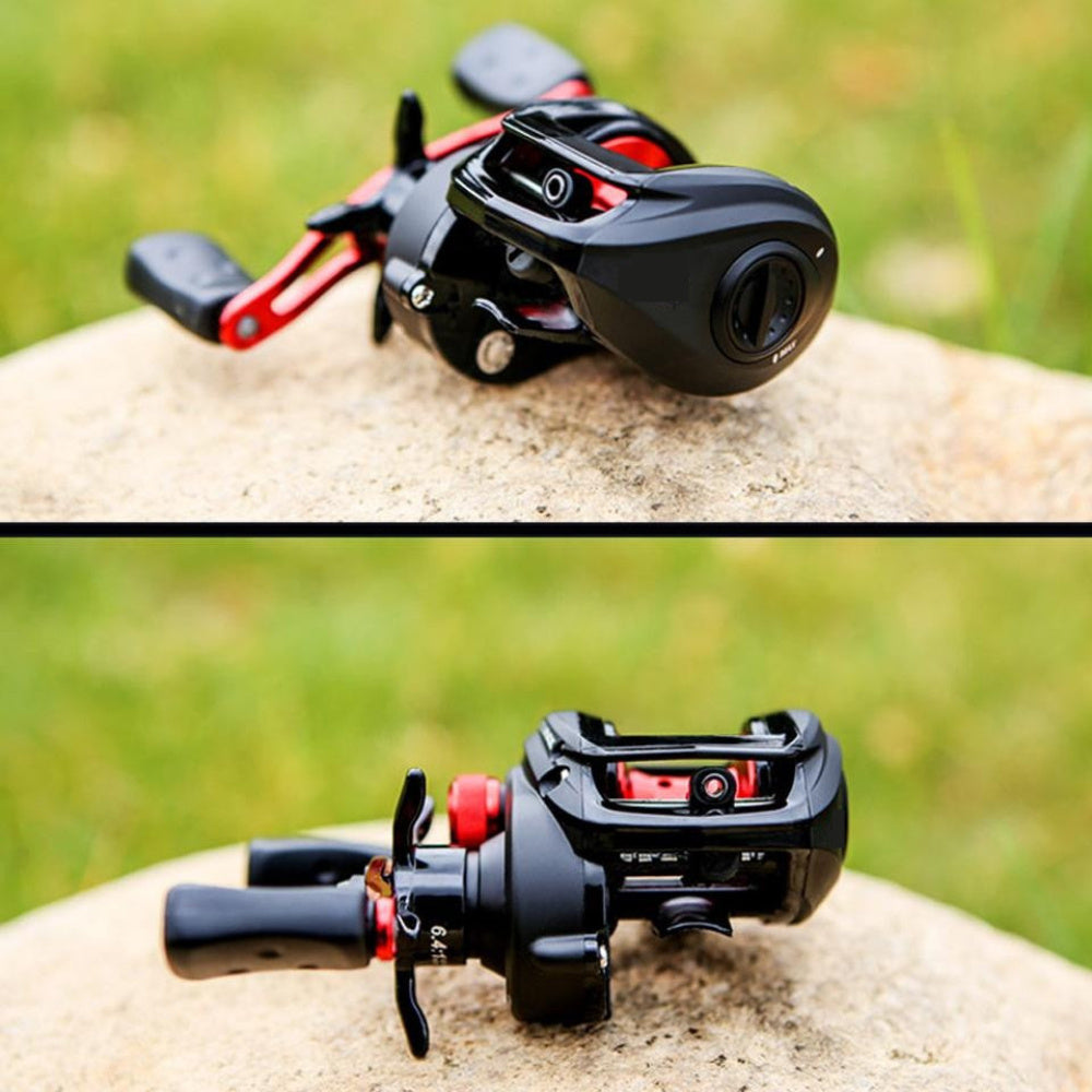 Baitcast Fishing Reel Classic Pro Speed Spool SLP – Low Profile Baitcaster, Left & Right Hand, Smooth Drag System, Black & Gold or Black & Red, Freshwater Bass Fishing