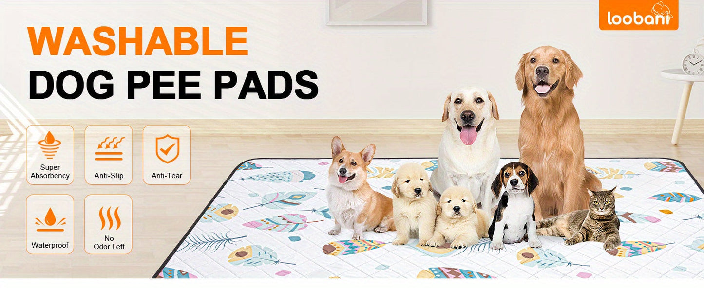 Washable Dog Pee Pads 2-Pack – Reusable Ultra-Absorbent Leak-Proof Whelping Pads with Non-Slip Backing, Machine Washable Puppy Training Pads for Playpen, Crate, Housebreaking & Travel
