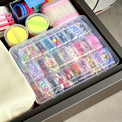 Bead Organizer Kit 30pcs Transparent Plastic Storage Boxes with Flip Lids for Jewelry Making, Beading, Craft Supplies, Small Parts & DIY Projects – Rectangular Stackable Containers