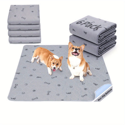 Washable Reusable Dog Pee Pads with Bone Print – Non-Slip Leakproof Absorbent Puppy Training Pads, Machine Washable Whelping Pads for Couch Crate Playpen Potty Training, Multiple Sizes