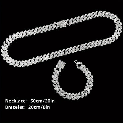 4pcs Rhinestone Watch & Cross Pendant Jewelry Set Quartz Analog Wrist Watch Necklace Bracelet Earrings Unisex Gift for Him Her Wedding