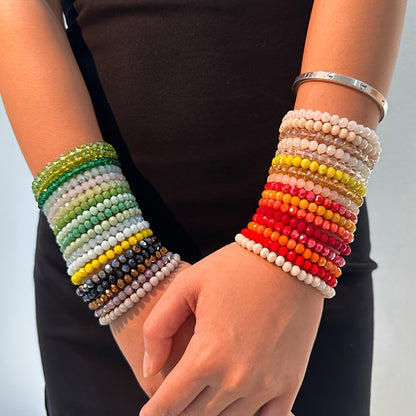 36pcs Boho Faux Crystal Beaded Bracelet Set for Women – Colorful Stackable Layered Hand String Bracelets, Bohemian Fashion Jewelry for Beach Party Daily Wear Gift