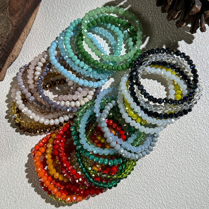 36pcs Boho Faux Crystal Beaded Bracelet Set for Women – Colorful Stackable Layered Hand String Bracelets, Bohemian Fashion Jewelry for Beach Party Daily Wear Gift
