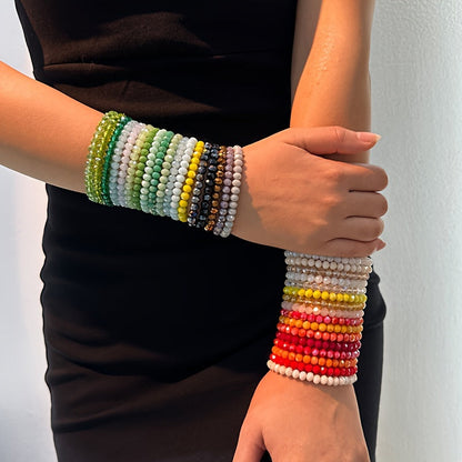 36pcs Boho Faux Crystal Beaded Bracelet Set for Women – Colorful Stackable Layered Hand String Bracelets, Bohemian Fashion Jewelry for Beach Party Daily Wear Gift