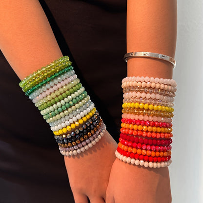 36pcs Boho Faux Crystal Beaded Bracelet Set for Women – Colorful Stackable Layered Hand String Bracelets, Bohemian Fashion Jewelry for Beach Party Daily Wear Gift