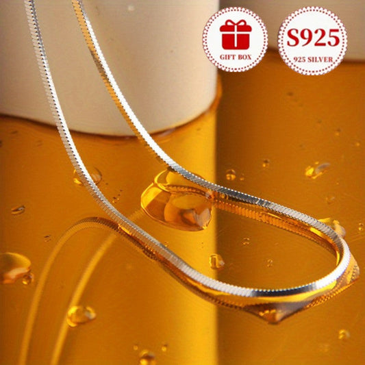 925 Sterling Silver Plated Snake Bone Chain Necklace for Women – Square Link Boho Luxury Design, 20 Inch All-Season Jewelry, Perfect for Parties, Weddings & Daily Wear
