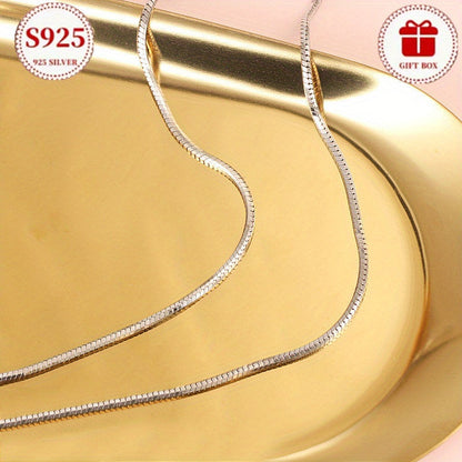 925 Sterling Silver Plated Snake Bone Chain Necklace for Women – Square Link Boho Luxury Design, 20 Inch All-Season Jewelry, Perfect for Parties, Weddings & Daily Wear