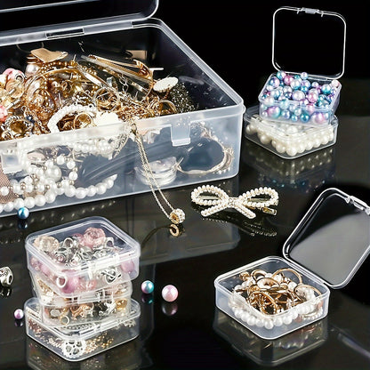 Bead Organizer Kit 30pcs Transparent Plastic Storage Boxes with Flip Lids for Jewelry Making, Beading, Craft Supplies, Small Parts & DIY Projects – Rectangular Stackable Containers