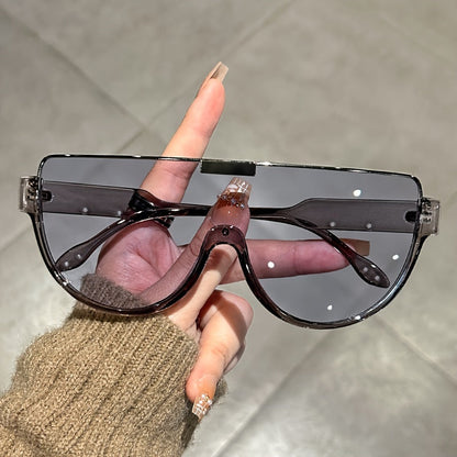 Oversized Semi-Circular Sunglasses Unisex – Anti-Glare UV Protection Large Oval Frame, Lightweight & Durable for Hiking, Beach & Outdoor, Trendy Eyewear for Men and Women