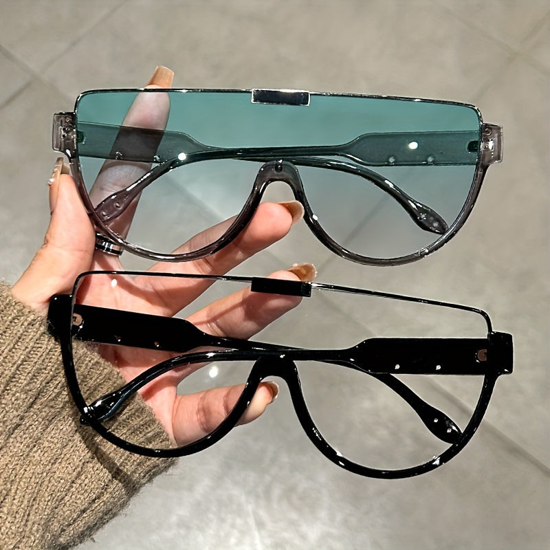 Oversized Semi-Circular Sunglasses Unisex – Anti-Glare UV Protection Large Oval Frame, Lightweight & Durable for Hiking, Beach & Outdoor, Trendy Eyewear for Men and Women