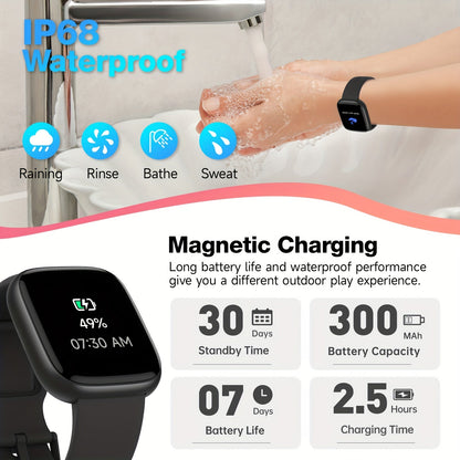 Smart Watch for Men & Women with Wireless Calling & Built-in Alexa – 1.83" HD Touch Screen, 100+ Sports Modes, Heart Rate Monitor, Waterproof Fitness Tracker, Compatible with iPhone & Android