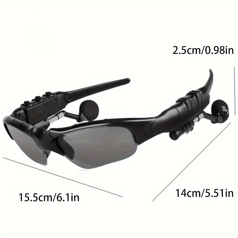 Smart Driving Bluetooth Glasses with Wireless Headphones – Stereo Music Hands-Free Calls Navigation, Noise-Cancelling Microphone, Open Ear Wearable Tech Eyewear for Driving Outdoor Sports Activities