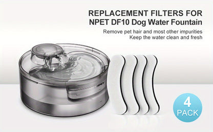 Dog Cat Water Fountain Replacement Filters 4/8/16/20/24 Pack Activated Carbon Multi-Filtration Compatible with NPET DF10 DF30 Automatic Pet Water Dispenser