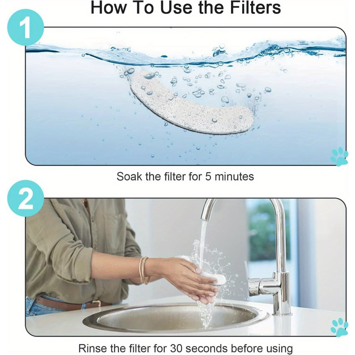 Dog Cat Water Fountain Replacement Filters 4/8/16/20/24 Pack Activated Carbon Multi-Filtration Compatible with NPET DF10 DF30 Automatic Pet Water Dispenser