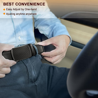 Men's Genuine Leather Ratchet Belt with American Flag Automatic Buckle – Adjustable Alloy Clasp in Black & Brown for Formal and Casual Wear