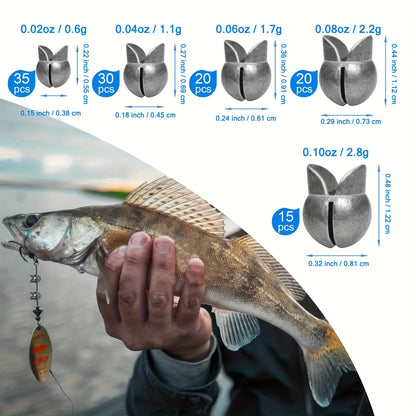 120pcs Split Shot Fishing Sinkers Round Removable Fishing Weights in 5 Sizes, Premium Assorted Sinker Set for Freshwater Saltwater Bass Trout Catfish Fishing - Tackle Box Essential