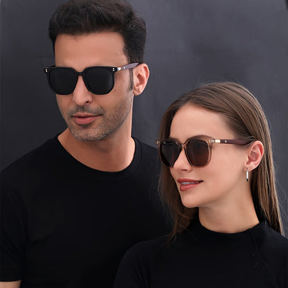 Unisex Vintage Stud Detail Sunglasses TR Polarized UV400 - Retro Street Style Fashion Eyewear for Men Women Outdoor Driving Travel & Daily Wear, Lightweight TR Frame
