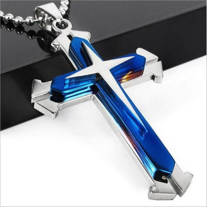 4-Piece Cross Necklace Set for Men Women – Fashionable Unisex Silver Cross Pendant Necklaces, Faith Jewelry Gift for Anniversary, Family, Relatives & Loved Ones