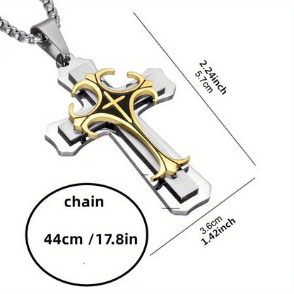 4-Piece Cross Necklace Set for Men Women – Fashionable Unisex Silver Cross Pendant Necklaces, Faith Jewelry Gift for Anniversary, Family, Relatives & Loved Ones