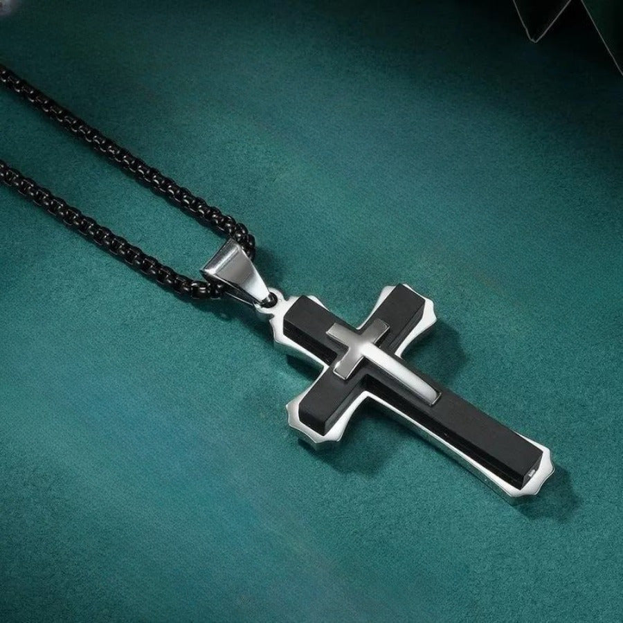 4-Piece Cross Necklace Set for Men Women – Fashionable Unisex Silver Cross Pendant Necklaces, Faith Jewelry Gift for Anniversary, Family, Relatives & Loved Ones