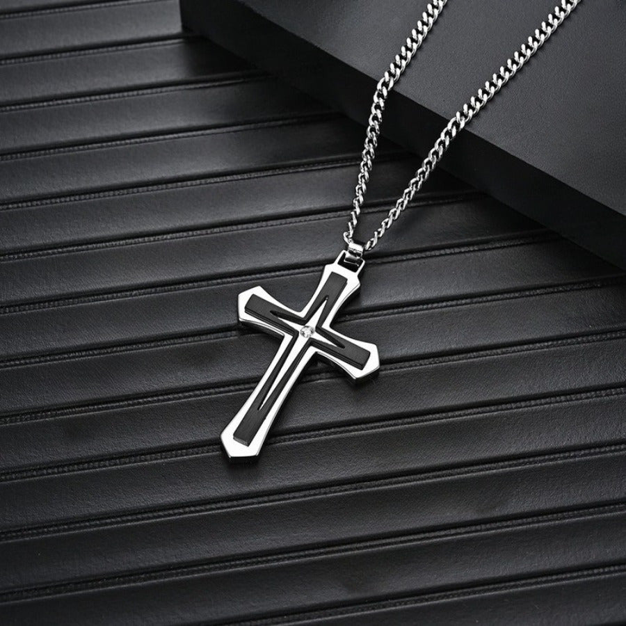 4-Piece Cross Necklace Set for Men Women – Fashionable Unisex Silver Cross Pendant Necklaces, Faith Jewelry Gift for Anniversary, Family, Relatives & Loved Ones